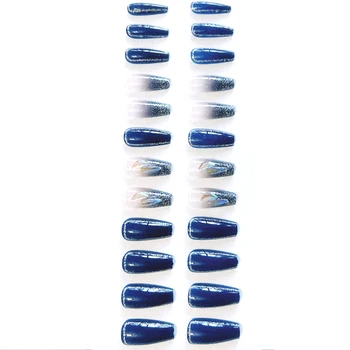 Haze Blue Medium Накладные ногти Легкие прочные накладные ногти для ежедневного повседневного ношения