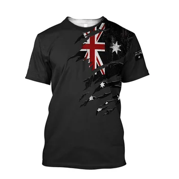 Hot Australia Style 3d Print Летняя мужская футболка с круглым вырезом Повседневная пуловер с коротким рукавом Мода Тенденция Мужская одежда