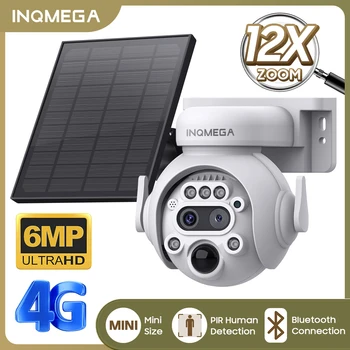 INQMEGA 6 МП / 3 МП Камера на солнечных батареях 4G Наружная WIFI камера с солнечной панелью 12-кратный оптический и цифровой зум Видеонаблюдение