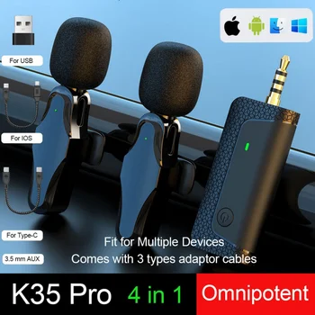 K35pro Беспроводной микрофон Петличный Warles Mickrofon Micro K35 Mini Lapel K 35 Профессиональный микрофон для камеры Сотовый мобильный телефон Запись видео