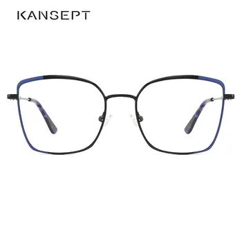KANSEPT Женские металлические очки Оправа Квадратные очки Очки Оптические брендовые дизайнерские оправы для очков по рецепту Винтаж
