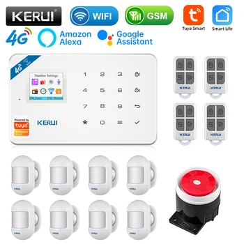 KERUI W184 4G/WIFI Комплект охранной сигнализации Tuya Smart APP Home Беспроводные устройства с сиреной датчика движения
