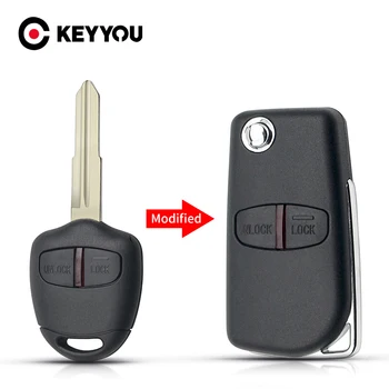 KEYYOU Автомобиль Модифицированный Flip Remote Key Shell Case 2/3 кнопка для Mitsubishi Lancer EX Evolution Grandis Outlander Правое/левое лезвие
