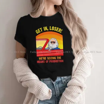 Karl Marx Полиэстер TShirt для женщин Get In Loser Мягкая футболка для отдыха Новинка Новый дизайн