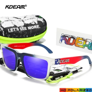 Kdeam Ken Block Солнцезащитные очки Поляризованные спортивные мужские очки для вождения Квадратные солнцезащитные очки Зеркальный цветовой блок UV400