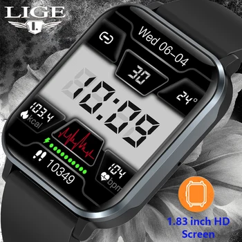 LIGE Модные смарт-часы Мужские термометры Bluetooth Вызов Мужской браслет 100 + облако Часы Циферблат IP68 Водонепроницаемые мужские спортивные смарт-часы