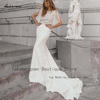 Lakshmigown Блестящее свадебное платье из 2 предметов для женщин 2024 Сексуальные свадебные платья русалки из крепа атласа Vestidos de novia