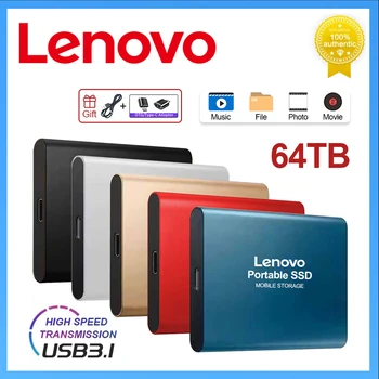 Lenovo 64 ТБ Внешний твердотельный накопитель Жесткий диск Внешний жесткий диск 16 ТБ Высокоскоростной твердотельный накопитель 8 ТБ 4 ТБ 2 ТБ 1 ТБ Портативный твердотельный жесткий диск