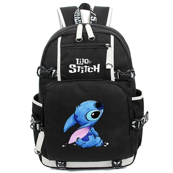 Lilo Stitch Рюкзак Холщовый рюкзак для девочки Мальчик Подросток Снова в школу Рюкзак Большая емкость Печатная книжная сумка Детский подарок Disney