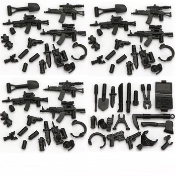 Locking MOC Military Weapon Guns Series Строительные блоки Кирпичные игрушки для детей Городской спецназ Полицейское оружие Набор Army WW2 Аксессуары