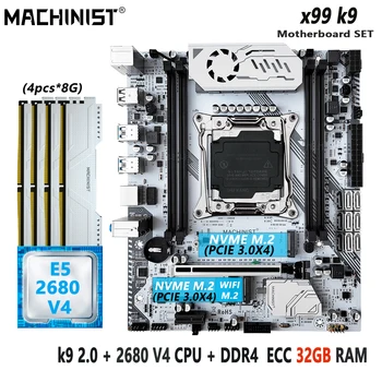 MACHINIST X99 Материнская плата Комплект LGA 2011-3 Xeon E5 2680 V4 CPU Процессор 4 * 8 = 32 ГБ DDR4 ECC RAM Память NVME M.2