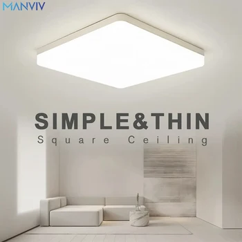 MANVIV Ультратонкий потолочный светильник Квадратный потолочный светильник для гостиной Нейтральные теплые холодные белые панельные светильники мощностью 48 Вт для украшения комнаты