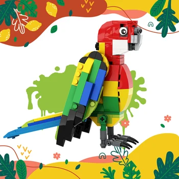 MOC Восточный Розелла Попугай Красочные Птицы Животные Строительный Блок Просмотр Улицы Зоопарк Креативный Строительный Блок Игрушки Для Подарков На День Рождения
