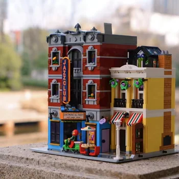 MOC Создание модели клубной пиццерии Модульный дом Строительные блоки 10312 Совместимые игрушки для просмотра улиц для детей и взрослых
