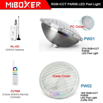 Miboxer 18 Вт / 27 Вт RGB + CCT Подводная светодиодная лампа PAR56 Светодиодный светильник для бассейна PW01 PW02 Водонепроницаемый IP68 ; Шлюз 433 МГц, 8-зонный пульт дистанционного управления