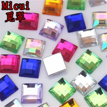 Micui 100 шт. 10 мм квадратная форма акриловые стразы плоская стразы стразы кристаллы камни для одежды ремесла ZZ56