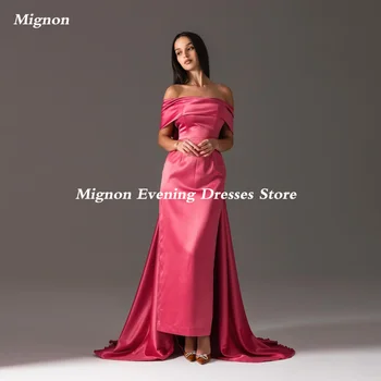 Mignon Satin Mermaid Выпускное платье с открытыми плечами и оборками, Саудовская элегантная вечерняя вечеринка в пол для женщин 2023