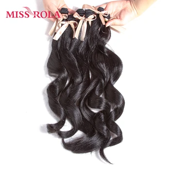 Miss Rola Длинные волнистые парики Женские синтетические волосы для наращивания волос 6 шт. Одна упаковка Kanekalon Fiber Weave 17,5-19 дюймов Плетение #1B цвет