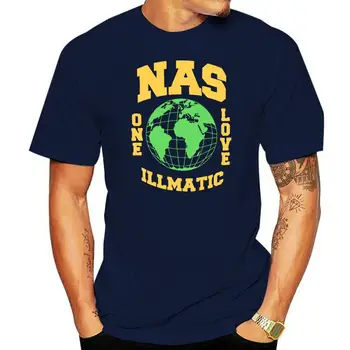 Nas Globe One Love Illmatic Темно-синяя футболка Новинка для молодежи среднего возраста Старая футболка