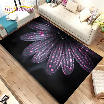 Nordic 3D Daisy Цветочный коврик,Коврик для дома Гостиная Детская спальня Диван Коврик Декор, детская игра Нескользящий напольный коврик