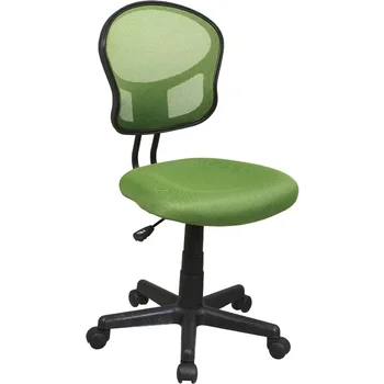 OSP Home Furnishings Рабочий стул без подлокотников серии EM с сетчатой спинкой и сиденьем из мягкой ткани и поворотом на 360 градусов, зеленый