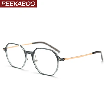 Peekaboo корейский стиль tr90 очки для мужчин прозрачные линзы polygon унисекс шестиугольные очки оправа женские ретро полуметаллические подарочные предметы