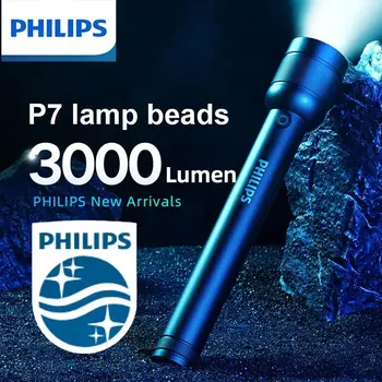 Philips Яркий фонарик 3000 люмен Аккумуляторные фонари с батареей 6000 мАч IP55 Водонепроницаемый кемпинговый фонарь для активного отдыха