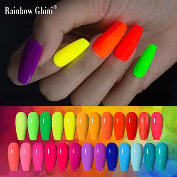 Rainbow Ghini 15 мл Неоновый гель Лак для ногтей Конфеты Флуоресцентные цвета Полуперманентный УФ-лак Гибридная гель-краска Нейл-арт Клей-бар