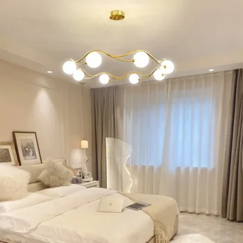Royal Gold Роскошная люстра Светодиодный стеклянный шар Подвесной светильник для гостиной, спальни, ресторана, подвесной светильник для внутреннего декора