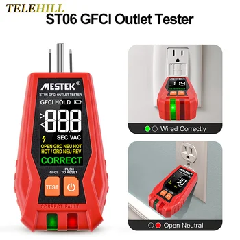 ST06 Тестер розеток VA Цветной экран Цифровой дисплей Проверка розеток GFCI Live Neuter Wire Test Измеритель нулевой линии заземления