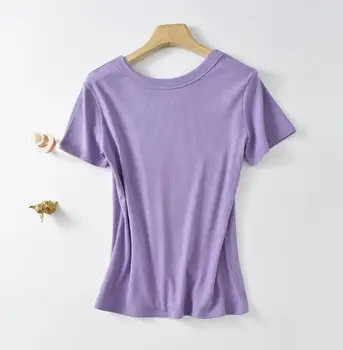 Solid Basic Женская футболка с коротким рукавом Повседневный цвет