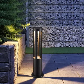 TEMAR Черная уличная лампа для газона Современный светодиодный светодиодный водонепроницаемый для дома Вилла Дорожка Сад
