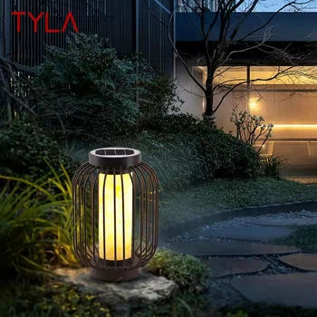 TYLA Открытый современный газонный светильник Доломит LED Винтажное солнечное освещение Водонепроницаемый IP65 для патио сад Внутренний фонарь Декор