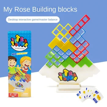 Tetra Tower Game Stacking Blocks Stack Building Blocks Balance Puzzle Board Assembly Bricks Развивающие игрушки для детей Взрослых
