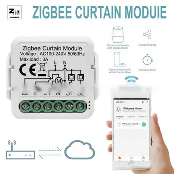 Tuya ZigBee Модуль интеллектуального выключателя штор для рулонных штор Жалюзи Электродвигатель 1/2 Gang APP Пульт дистанционного управления Alexa Google Home