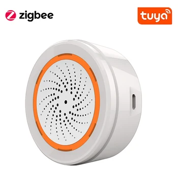 Tuya Zigbee Умная сирена Датчик температуры и влажности Домашняя безопасность со стробоскопическими оповещениями работает с TUYA Smart Hub
