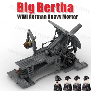 WW1 Military MOC Big Belsa Heavy Gun Tank Building Block Германия Фигурки Солдаты Оружие Гром Сборка Кирпичи Детские игрушки