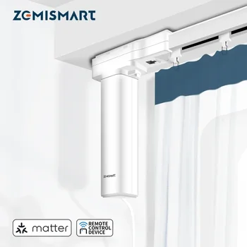Zemismart Matter Over Thread Интеллектуальный двигатель раздвижной шторы SmartThings Google Home Control Curtain Engine с дорожкой сращивания
