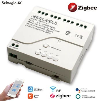 ZigBee Модуль беспроводного переключателя 1/2/4CH Автоматизация DIY 7-32 В 85-220 В SmartLife Tuya App Пульт дистанционного управления Интеллектуальный релейный приемник