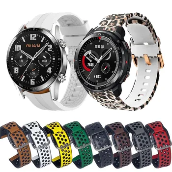correa 22 мм силиконовый кожаный ремешок для huawei watch 3 / honor watch gs pro / gt 2 pro / gt 2 46 мм ремешок для браслетов Amazfit GTR 2/2e