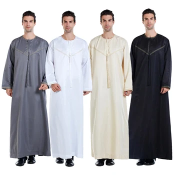 Абая Мусульманская Мужская Одежда Исламские платья Кафтан Пакистан Кафтан Саудовская Аравия Джубба Тобе Марокканский Дубай Мусульманин Ближневосточный