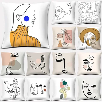 Абстрактная серия Face Pillow Подарок Украшение домашнего офиса Подушка Спальня Диван Автомобильный чехол для подушки