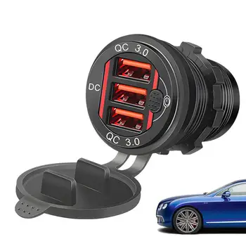 Автомобильное зарядное устройство для телефона QC3.0 USB Plug Зарядное устройство с 3 портами Аксессуары для салона автомобиля Аксессуары для зарядки Автомобильное зарядное устройство Штекер для камеры автомобиля