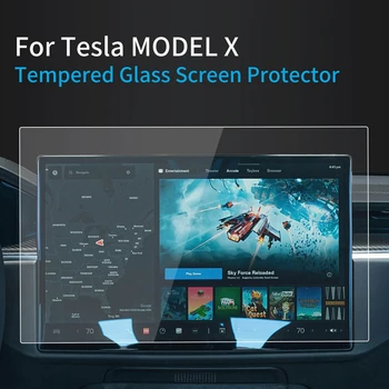 Автомобильные аксессуары для Tesla Model X Защитная пленка для экрана 2023 года Защитная пленка из закаленного стекла Навигатор Защита авто Наклейки