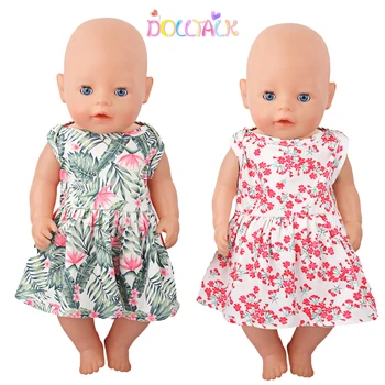  Американская 18-дюймовая кукла для девочек Цветы, листья без рукавов Dkirt Fir для 43 см Baby New Born&OG Girl Dolls Одежда Игрушка для девочки Подарок