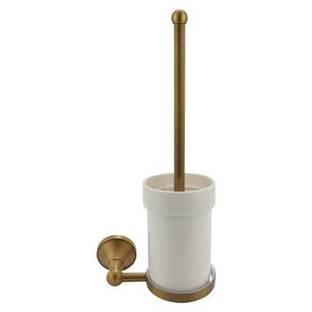  Антикварная латунь Набор туалетных щеток для ванной комнаты Держатель щетки с керамической чашкой