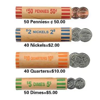 Ассорти Обертки для монет с цветовой кодировкой, 10 шт., предварительно сформированные рулоны для банков, розничных магазинов, монетных бирж