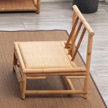 Бамбуковый стул татами из ротанга, японский низкий стул Zen, низкий стул, балкон, одноместное кресло для чая