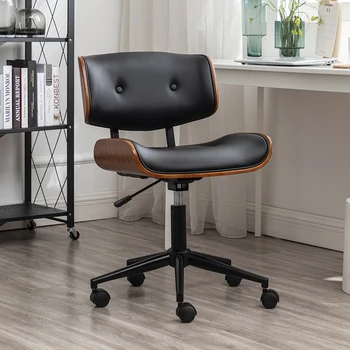 Бежевый светлый роскошный компьютерный стул для дома Удобный дизайнер из массива дерева Небольшой рабочий стул Простой поворотный эргономичный офисный стул