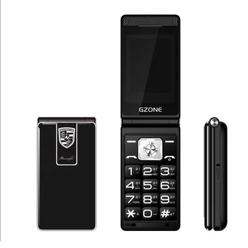 Большой кнопочный роскошный мобильный телефон 2,4 дюйма Двойная SIM-карта Telphone MP3 Двойной фонарик Металлическая граница Раскладушка Сотовый телефон